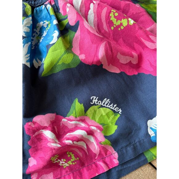 Hollister Summer Mini Skirt Floral Hawaiian Small Blue Red Pockets Preppy Y2K - Picture 5 of 9